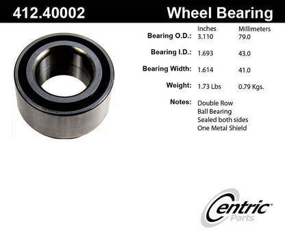 Centric Parts Wheel Bearing 412.40002E
