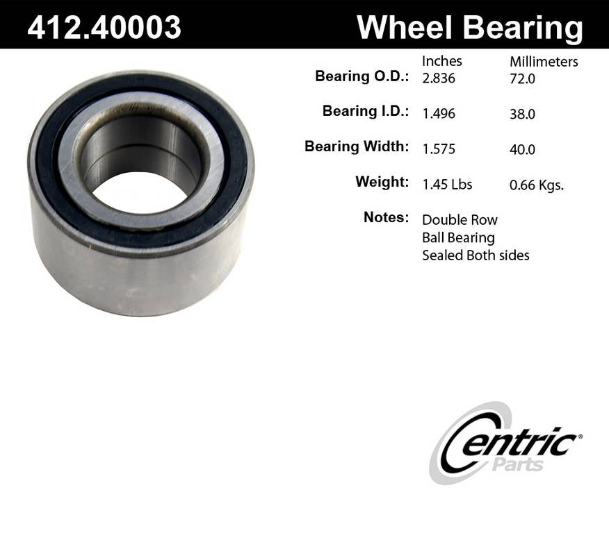 Centric Parts Wheel Bearing 412.40003E