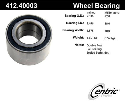 Centric Parts Wheel Bearing 412.40003E