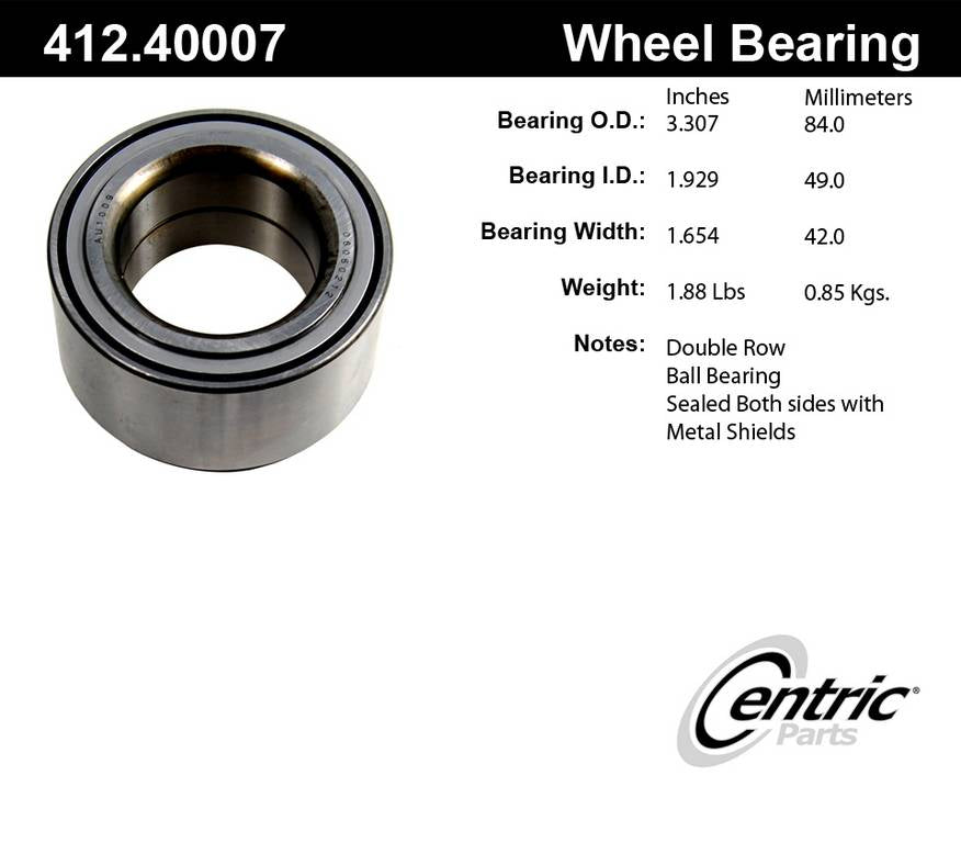Centric Parts Wheel Bearing 412.40007E