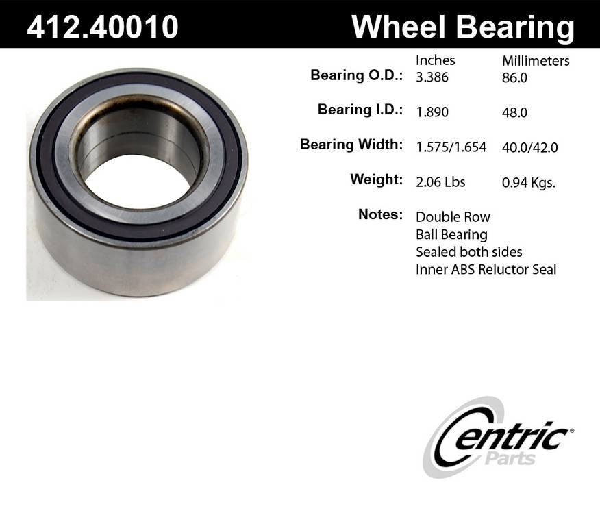 Stoptech Centric Premium Ball Bearing - Front/Rear 412.40010
