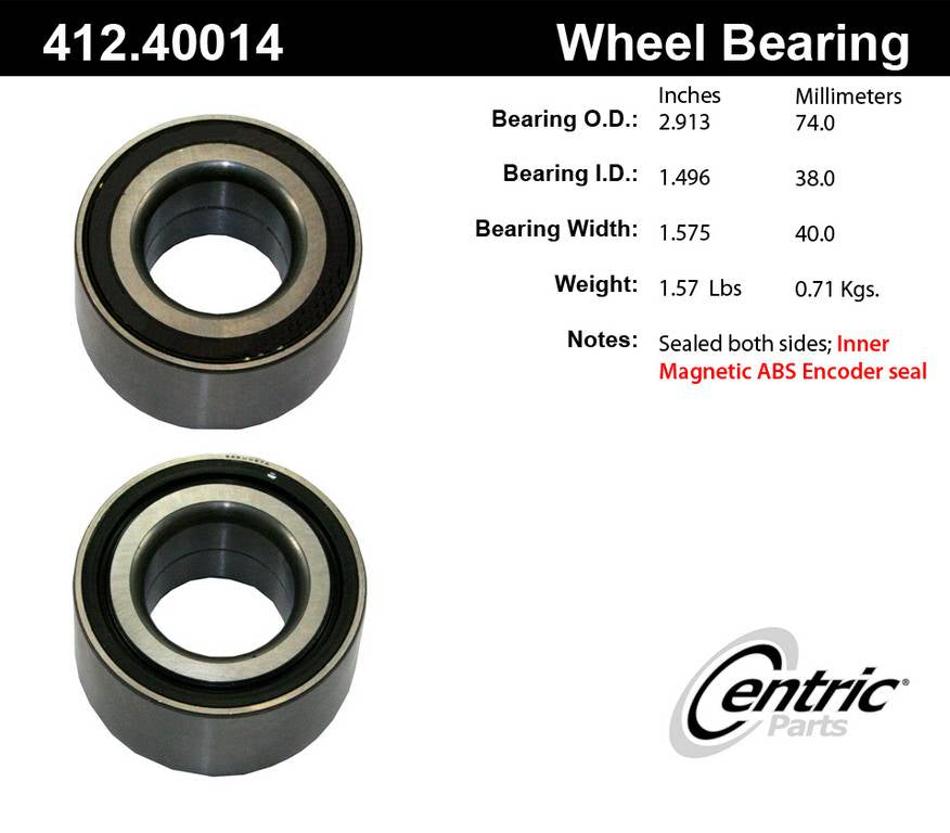 Centric Parts Wheel Bearing with Deep Groove Construction for 2000-2017 Vehicles 412.40014E