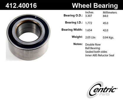 Centric Parts Wheel Bearing 412.40016E