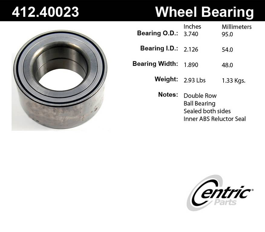 Centric Parts Wheel Bearing with Deep Groove construction for 2017-2020 Acura MDX, 2006-2014 Honda Ridgeline, 2017-2020 Ridgeline 412.40023E