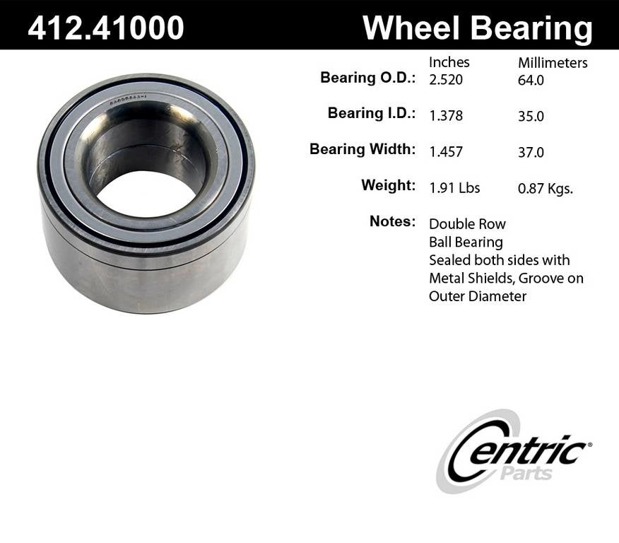 Centric Parts Premium Double Row Wheel Bearing 412.41000