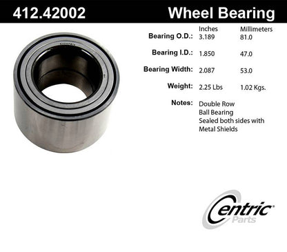 Centric Parts Wheel Bearing with Deep Groove construction for 1993-2002 Nissan Quest 412.42002E