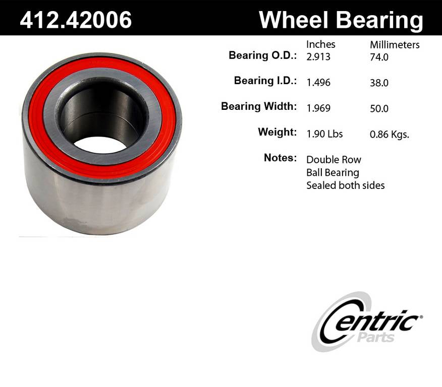 Centric Parts Wheel Bearing with Deep Groove Construction for 1987-1990 Nissan Pulsar NX Sentra 412.42006E