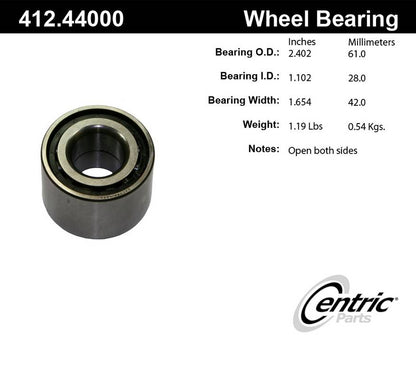 Centric Parts Wheel Bearing Standard Double Row with Deep Groove construction for 1988-1985 Chevrolet Nova, 1992-1989 Geo Prizm, 1992-1984 Toyota Corolla, 1989-1985 MR2, 1987-1984 Tercel 412.44000E