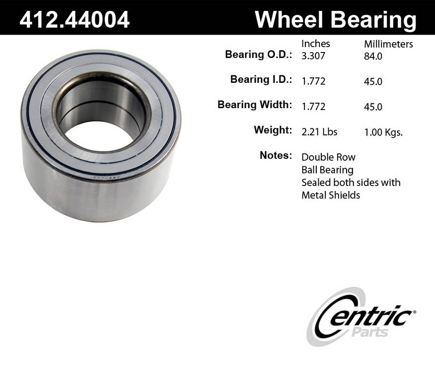 Centric Parts Wheel Bearing Standard Double Row with Deep Groove for Ford Edge 2007-2014 412.44004E