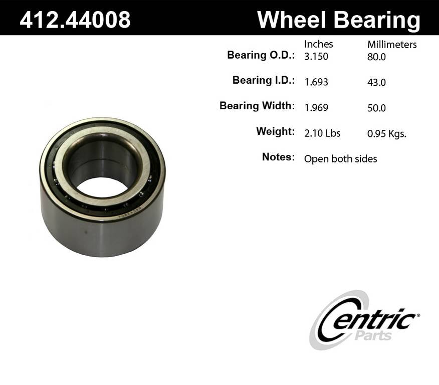 Centric Parts Wheel Bearing Standard Double Row with Deep Groove Construction for Lexus GS300 1993-1997 Toyota Cressida 1989-1992 Subaru Supra 1986-1998 412.44008E