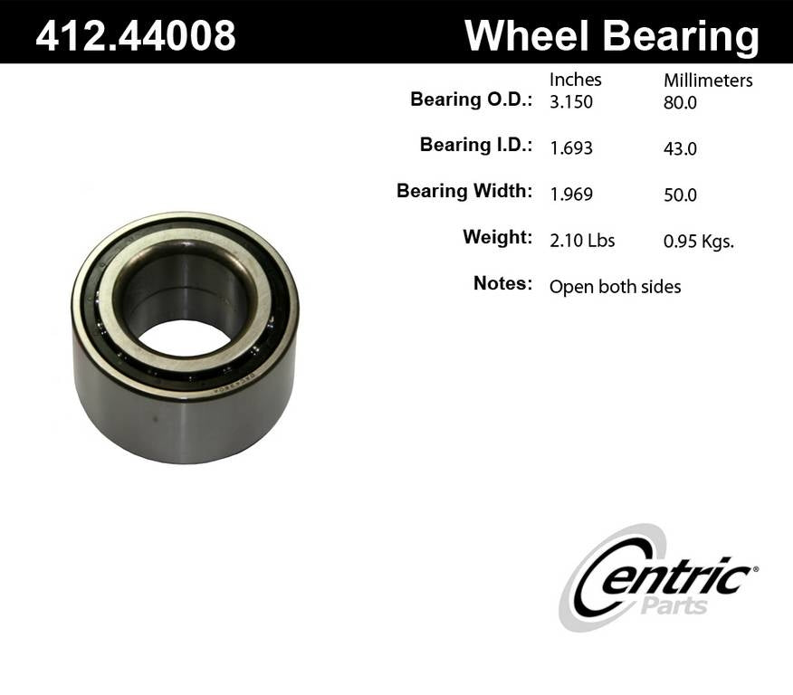 Centric Parts Wheel Bearing Premium Double Row for Lexus GS300 1993-1997 LS400 1990-2000 SC300 1992-2000 SC400 1992-2000 Toyota Cressida 1989-1992 Supra 1986-1998 412.44008