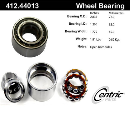 Centric Parts Wheel Bearing Standard Double Row with Deep Groove Construction for 2005-2001 Lexus IS300, 1992-1989 Toyota Cressida 412.44013E