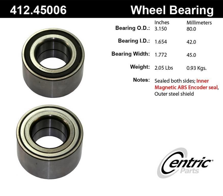 Stoptech Centric Premium Ball Bearing - Front 412.45006