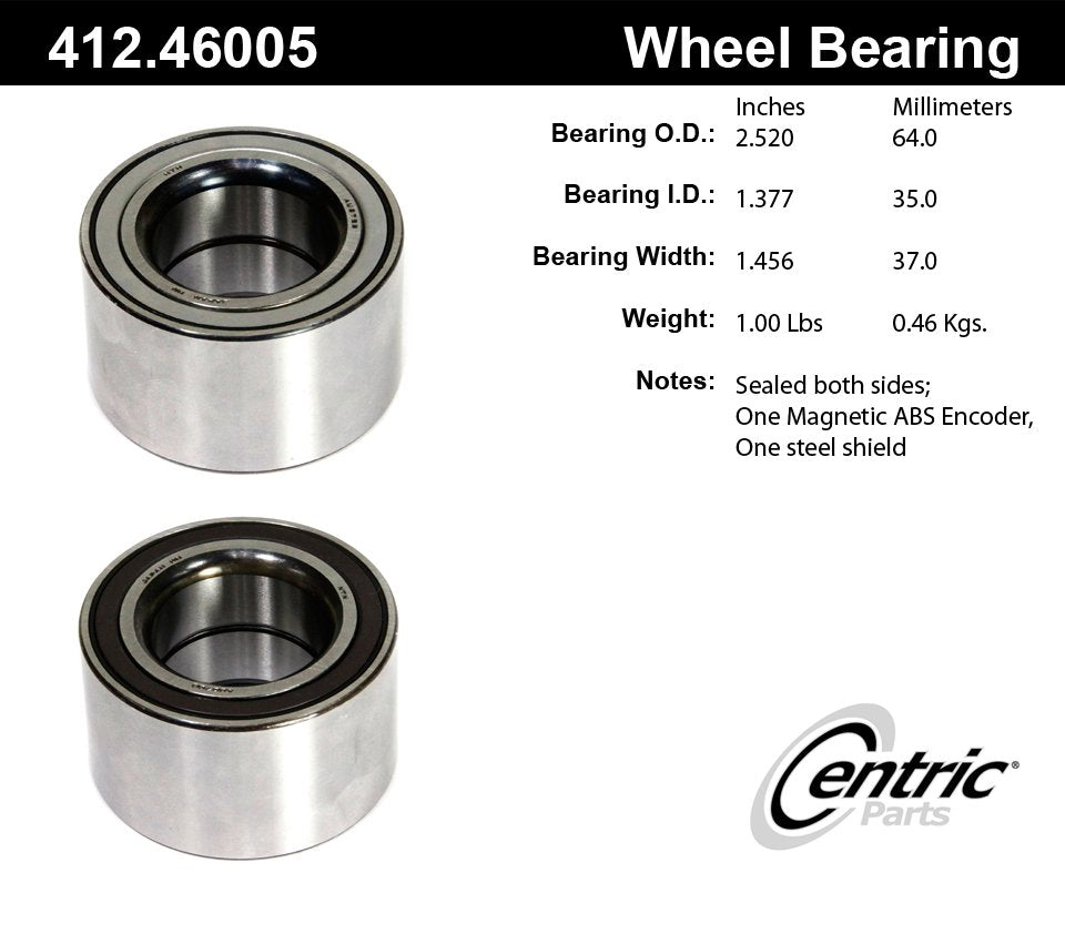 Stoptech Centric 14-19 Mitsubishi Mirage Premium Front Wheel Bearing 412.46005