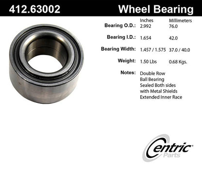 Centric Parts Wheel Bearing Standard Double Row with Deep Groove for 1983-1990 Chrysler Models 412.63002E