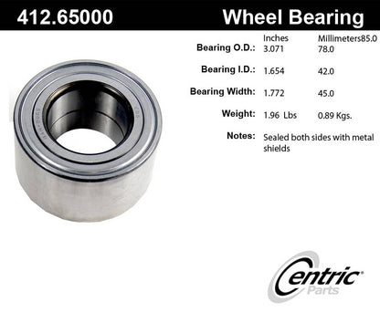 Centric Parts Wheel Bearing Standard Double Row with Deep Groove for 2001-2012 Ford Escape, 2001-2006 Mazda Tribute, 2008-2011 Mercury Mariner 412.65000E