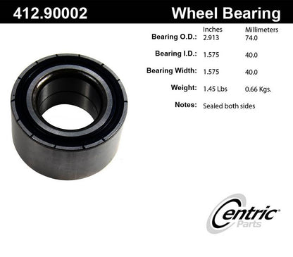 Centric Parts Wheel Bearing Standard Double Row with Deep Groove for 2000-2006 Audi TT 412.90002E