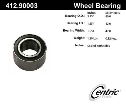 Centric Parts Wheel Bearing Standard Double Row for 1982-1995 BMW Models 412.90003E