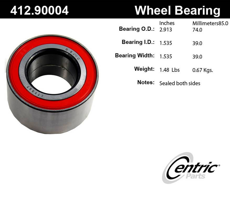 Centric Parts Wheel Bearing Standard Double Row with Deep Groove construction for 2001-1997 Cadillac Catera 412.90004E