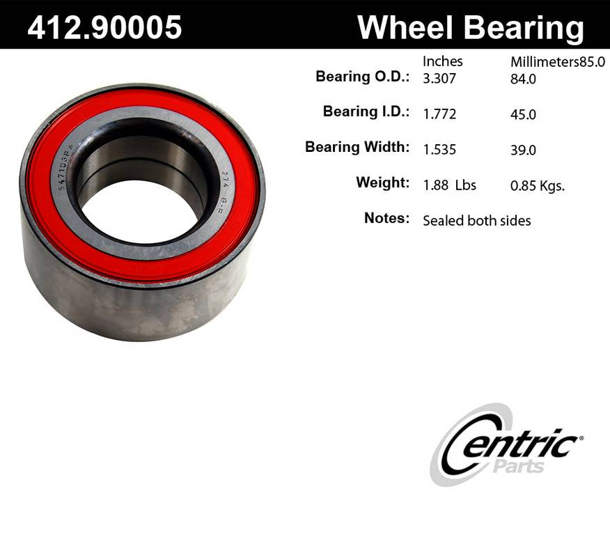 Centric Parts Wheel Bearing C-Tek Standard Double Row for 2004-2008 Chrysler Crossfire 412.90005E