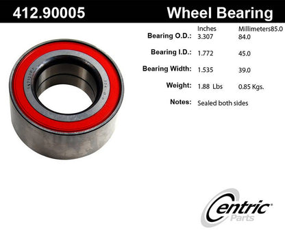 Centric Parts Wheel Bearing C-Tek Standard Double Row for 2004-2008 Chrysler Crossfire 412.90005E