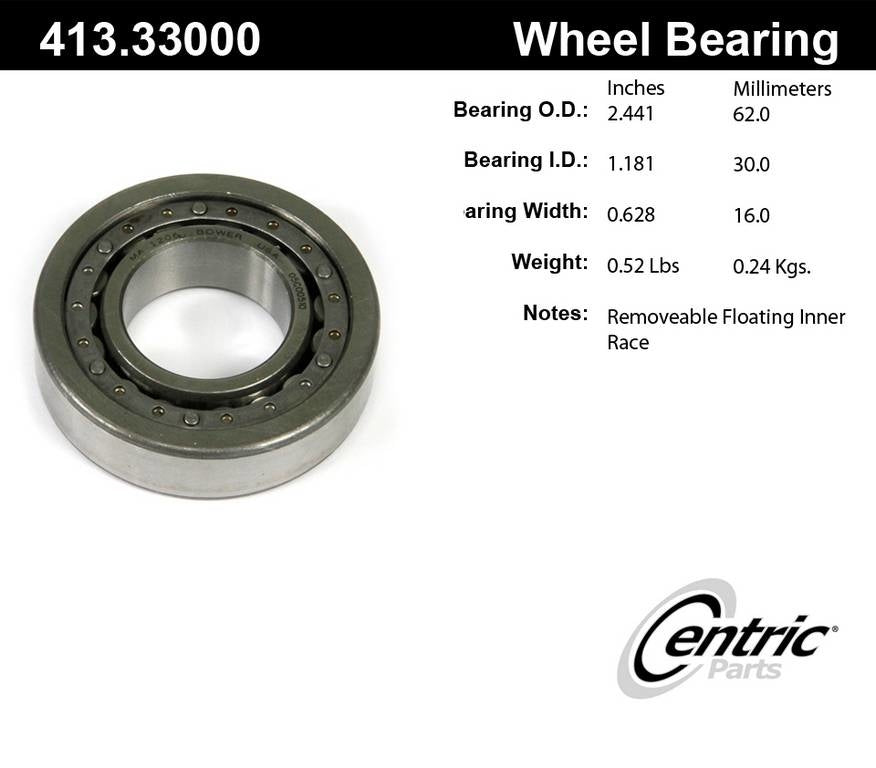 Centric Parts Drive Axle Shaft Bearing Premium Cylindrical Roller for Porsche 924 (1982-1977), Porsche 944 (1985-1983), Volkswagen Beetle (1979-1968) 413.33000