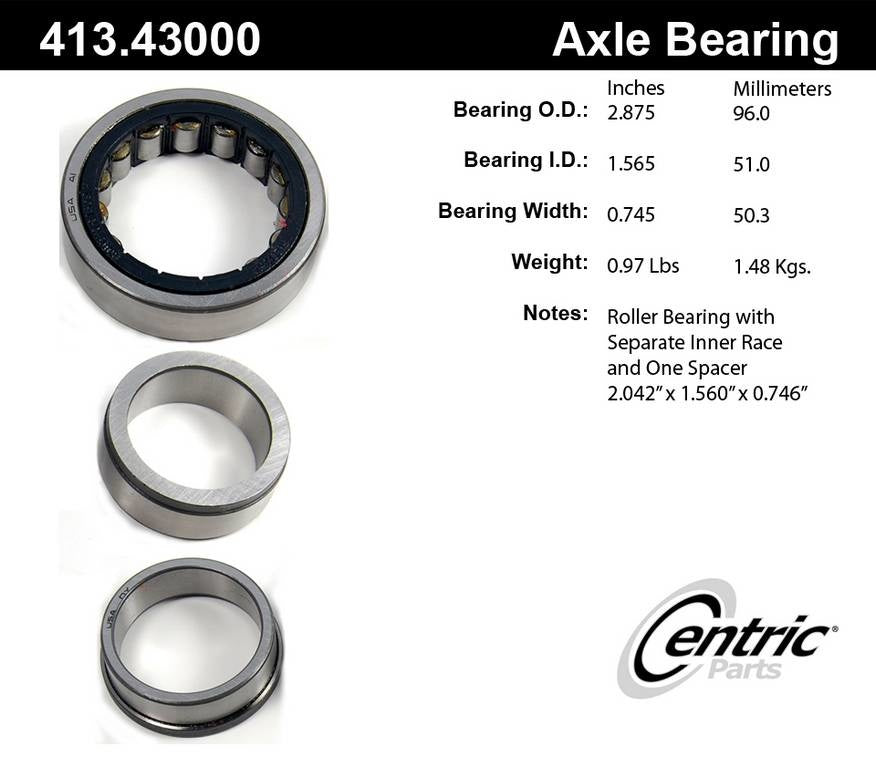 Centric Parts Drive Axle Shaft Bearing Premium Cylindrical Roller for 1998-2002 Honda Passport 413.43000