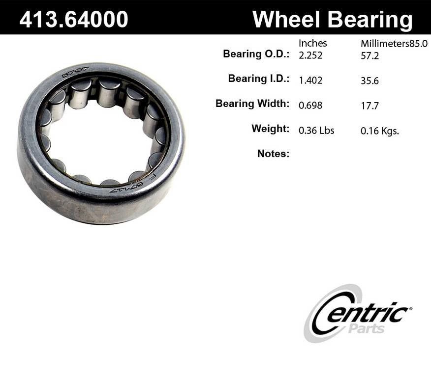 Centric Parts Drive Axle Shaft Bearing Premium Cylindrical Roller for 1970-1991 Buick Apollo LeSabre Regal Riviera Century Electra Estate Wagon GS 350 GS 400 GS 455 Avanti II 413.64000
