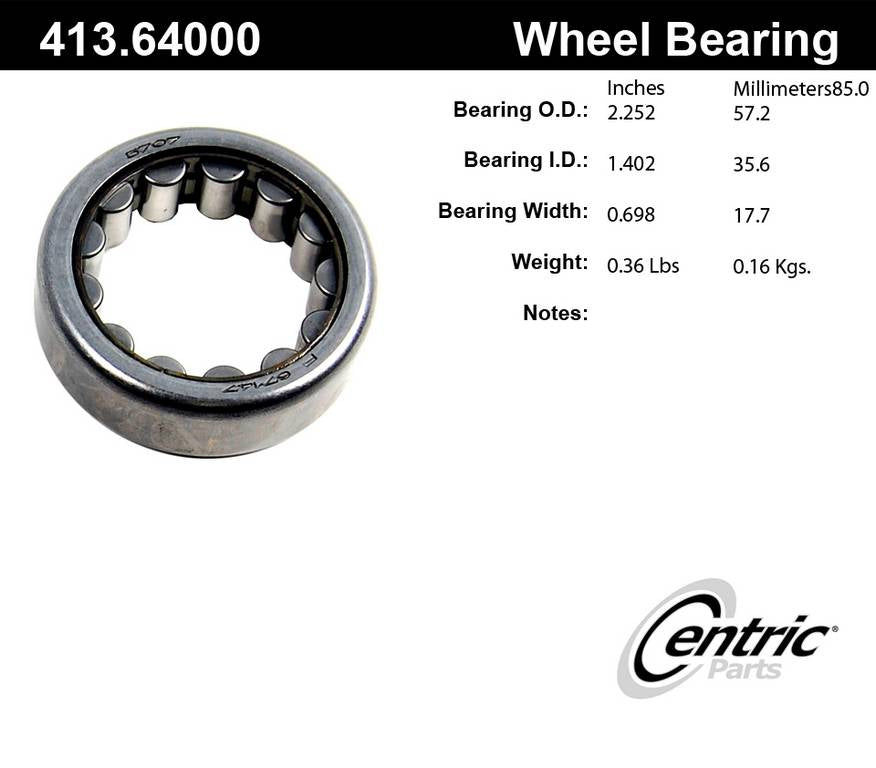 Centric Parts Drive Axle Shaft Bearing Premium Cylindrical Roller for 1970-1991 Buick Apollo LeSabre Regal Riviera Century Electra Estate Wagon GS 350 GS 400 GS 455 Avanti II 413.64000