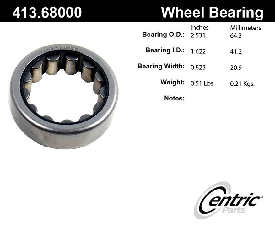 Centric Parts Drive Axle Shaft Bearing Premium Cylindrical Roller for 2006-2007 Buick Avanti and 1971-1992 Various Models 413.68000