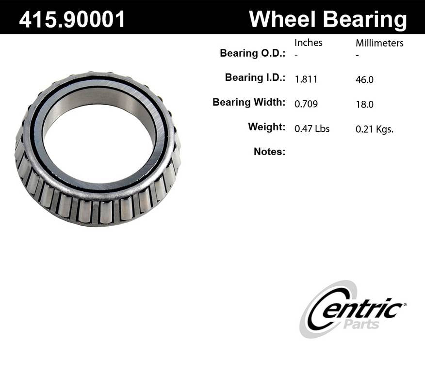 Centric Parts Wheel Bearing Premium Bearing Cone for 1940-2017