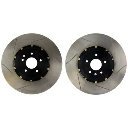 StopTech 2015 Ford Mustang GT w/ Brembo AeroRotor Direct Replacement 2pcs Slotted Front Rotor Pair 81.345.9911