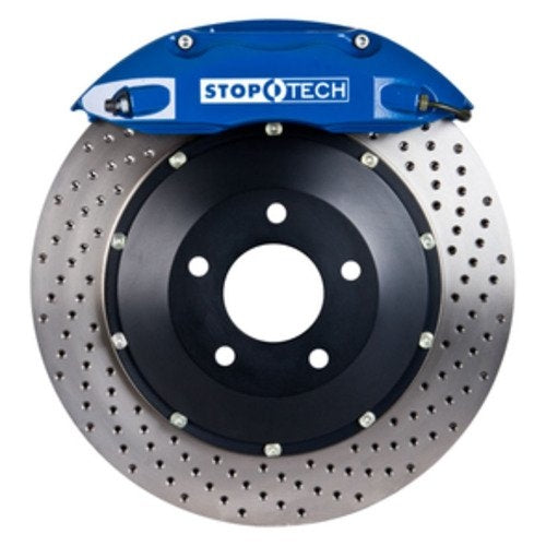 StopTech Big Brake Kit; Blue Caliper, Drilled Two-Piece Rotor, Rear