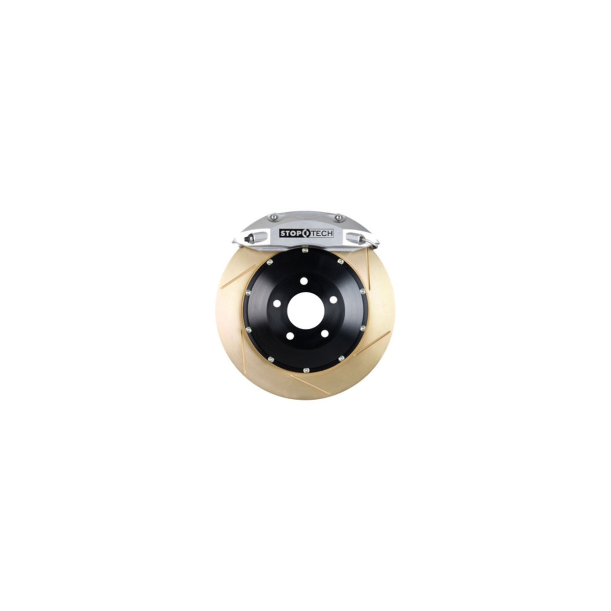 StopTech Big Brake Kit; Black Caliper, Slotted Two-Piece Rotor, Front