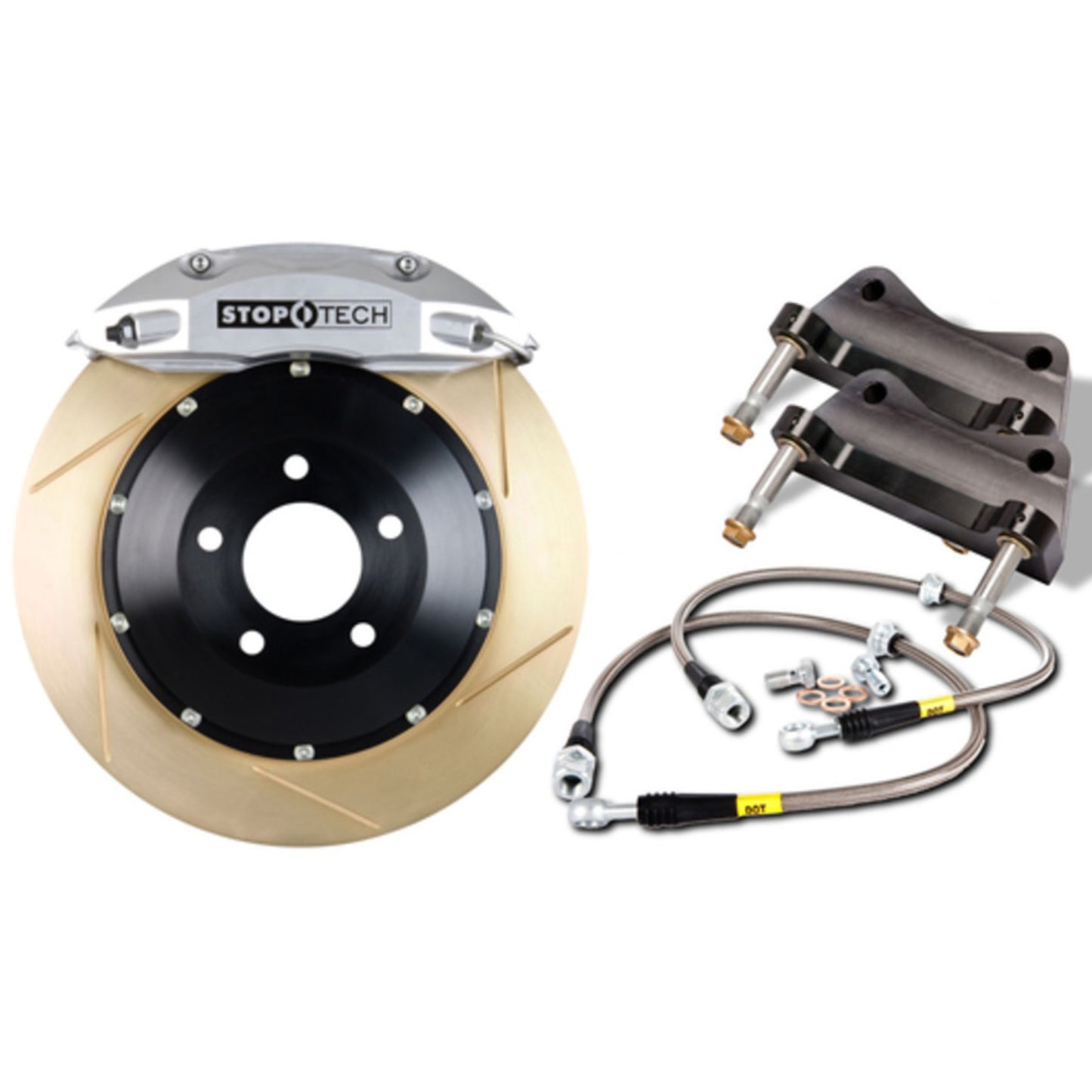 StopTech Big Brake Kit; Black Caliper, Slotted Two-Piece Rotor, Front