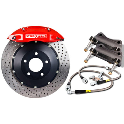 StopTech  Big Brake Kit; Black Caliper, Drilled Two-Piece Rotor, Rear