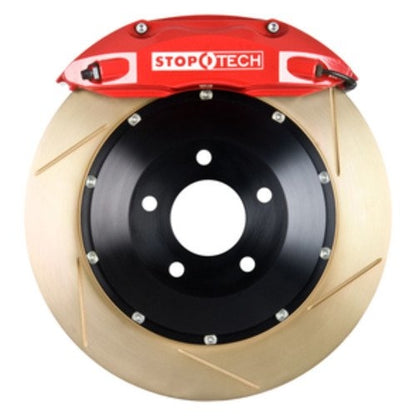 StopTech Big Brake Kit; Black Caliper, Slotted Two-Piece Rotor, Front