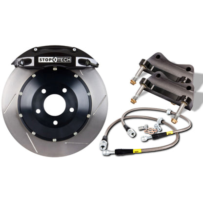 StopTech Big Brake Kit; Black Caliper, Slotted Two-Piece Rotor, Front