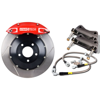 StopTech Big Brake Kit; Black Caliper, Slotted Two-Piece Rotor, Front