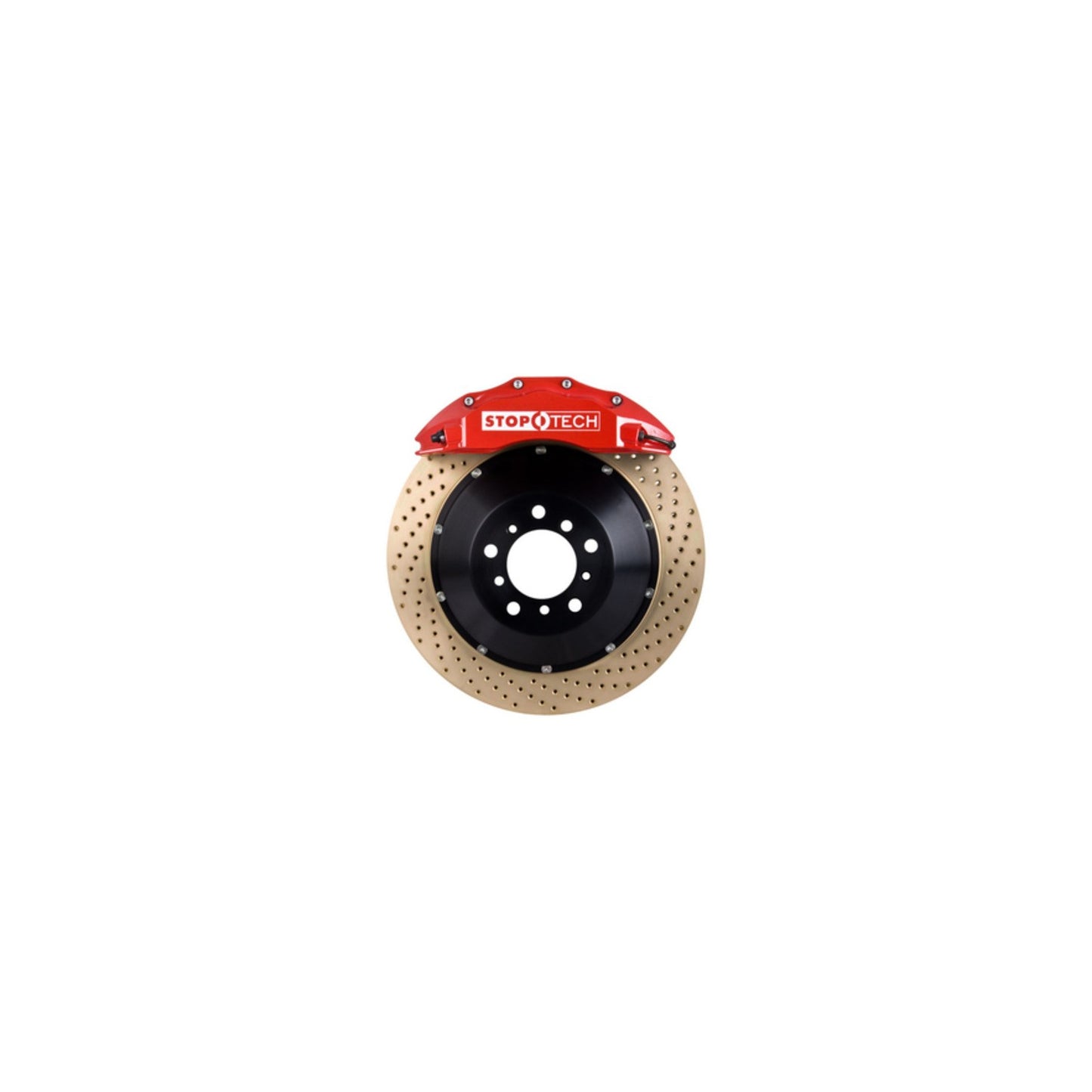 StopTech Big Brake Kit; Black Caliper, Drilled Two-Piece Rotor, Front