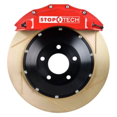 StopTech Big Brake Kit; Black Caliper, Slotted Two-Piece Rotor, Front