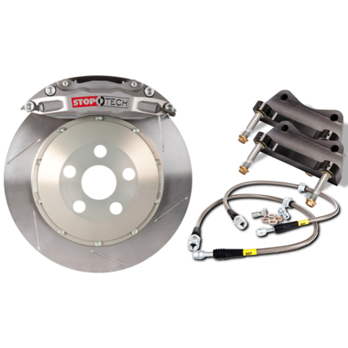 StopTech Trophy Sport Big Brake Kit Silver Caliper, Slotted 2-Piece Rotor, Rear