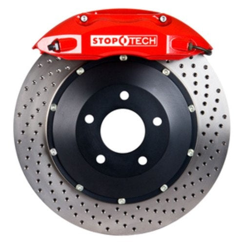 StopTech Big Brake Kit; Black Caliper, Drilled Two-Piece Rotor, Front