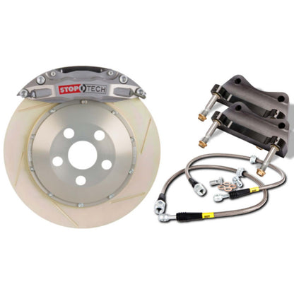 StopTech Trophy Sport Big Brake Kit; Silver Caliper, Slotted 2 Piecerotor, Rear