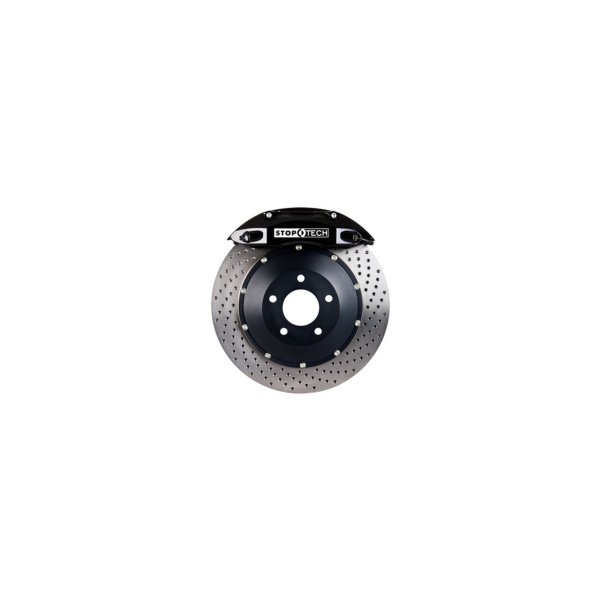 StopTech Big Brake Kit; Black Caliper, Drilled Two-Piece Rotor, Front