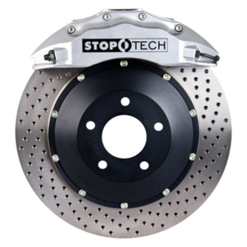StopTech Big Brake Kit; Black Caliper, Drilled Two-Piece Rotor, Front