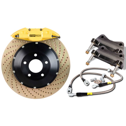 StopTech Big Brake Kit; Black Caliper, Slotted Two-Piece Rotor, Front