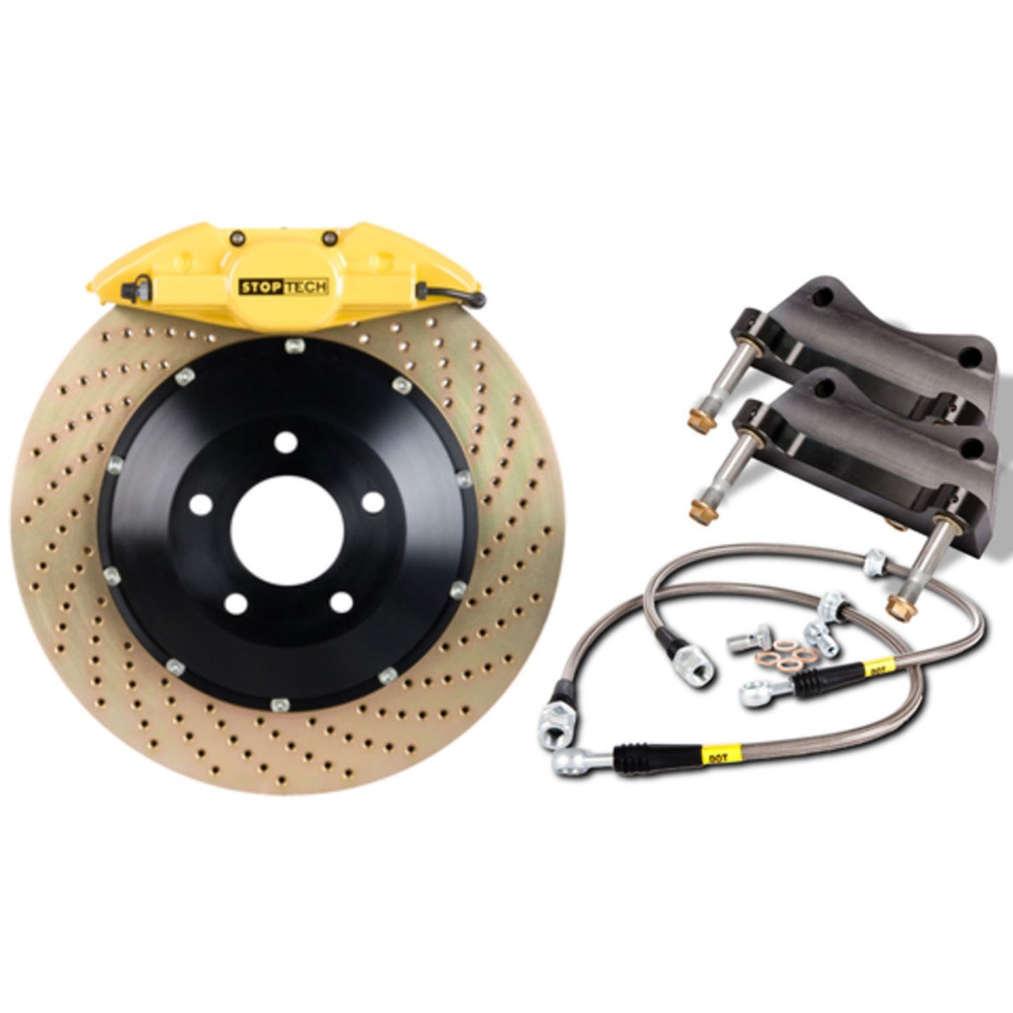 StopTech Big Brake Kit; Black Caliper, Slotted Two-Piece Rotor, Front