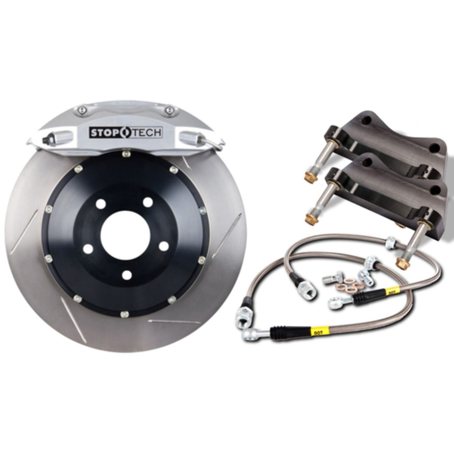 StopTech Big Brake Kit; Black Caliper, Drilled Two-Piece Rotor, Front