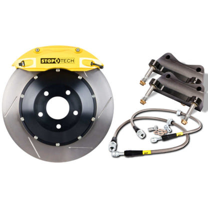 StopTech Big Brake Kit; Blue Caliper, Slotted Two-Piece Zinc Coated Rotor, Rear